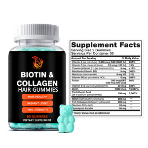 Private Label Biotin <b>Collagen</b> Hair Gummies with Biotin Hyaluronic Acid Beauty Skin Hair Nails Support Provides Intense - Product Image 6