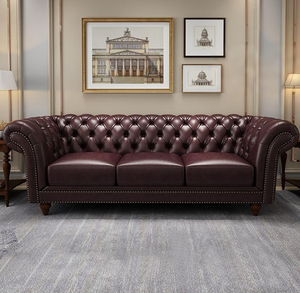 Juego de Sofás de Diseño Clásico, Muebles de Cuero de Lujo, Cómodos para el Hogar, Sala de Estar, Sofá Americano para Casa y Hotel - Product Image 1