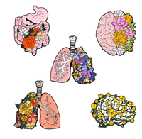Broche en émail souple en métal, motif anatomique floral (Poumons, Cerveau, Estomac), broche de revers médicale, cadeau pour médecins et infirmières