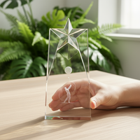 Trophée de golf en cristal K9 étanche et poli avec gravure 3D et sommet en étoile, récompense de luxe pour événements sportifs