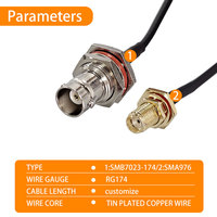Cable de Conector de Alto Rendimiento 7023-174 a 976, RG 174, Baja Pérdida, Negro