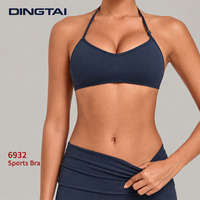 Soutien-gorge de sport Dingtai à bretelles croisées et dos découpé pour femme, avec coussinets amovibles, sans armatures, maintien léger, couleur unie, pour la danse