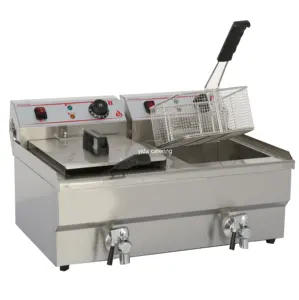 13L+13L Stainless Steel Electric Deep Fryers Commercial Electric Chips Chicken Deep Fryer For Restaurant Hotel Catering Kitchen