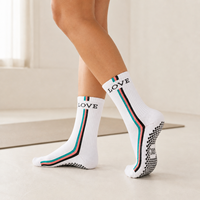 Chaussettes de yoga antidérapantes à motif personnalisé pour femmes, chaussettes de Pilates respirantes en tricot, chaussettes de yoga à grip pour la pratique de la remise en forme en intérieur