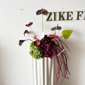 Hoa cưới giả làm bằng lụa màu đỏ đô, trắng ngà, hồng, xanh lá cây, hoa thủy tiên dùng cho lễ tốt nghiệp, vòm hoa màu đỏ đô, thiết kế mới - Product Image 5