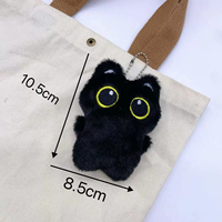Porte-clés en peluche chat noir mignon qui couine, pendentif jouet, poupée câline, coussin BB, style décontracté, utilisation quatre saisons, pour garçons et filles