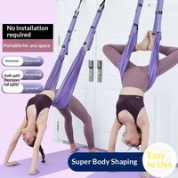 Hamac de yoga aérien en polycoton pour usage domestique, avec sangle d'inversion pour port de porte et bande de stretching, pour entraînement aux flexions arrière et avant