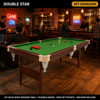 Table de billard OEM 6 pieds en bois massif, tissu vert, qualité tournoi, pliable, luxe, personnalisable pour la maison