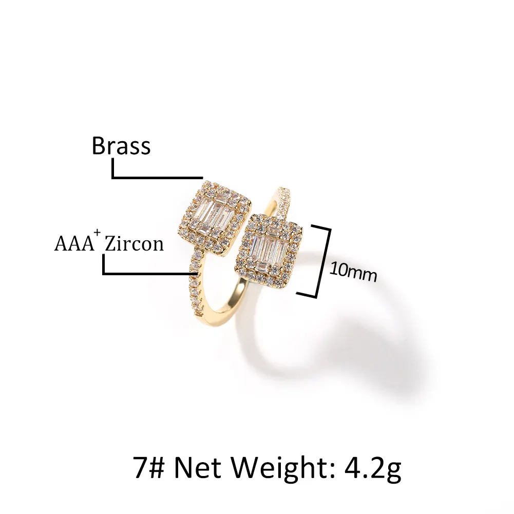 Rings Design 2022 New Arrival Resizable Ring Heart Shape Square Shape Fashion Trendy Rings Bling Women Man Jewelry