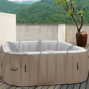 Bañera de hidromasaje inflable rectangular para 2 personas, 8 burbujas de aire al aire libre, gran oferta