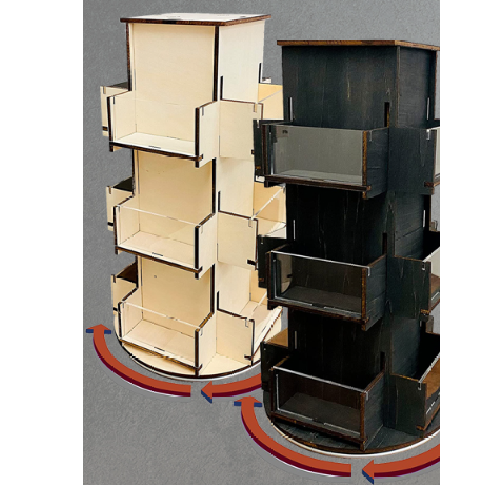 Rotating 3 Tier Wooden Display Stand 4-Sided Display Rack 360 Degree Spinning Display Stand for Coasters Stickers Retail — view 6