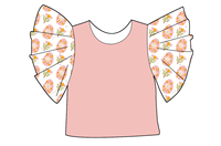 Haut à manches bouffantes à volants pour filles, motif personnalisé, Pâques, imprimé lapin et carotte, chemise décontractée pour tout-petits, vêtements de printemps pour enfants, vêtements de fête
