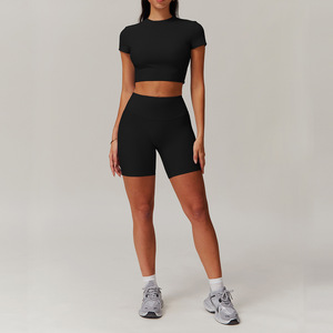 Gran oferta, traje de Yoga acanalado de 5 piezas para mujer, conjunto de Yoga deportivo de manga larga para correr al aire libre, conjuntos de chándal deportivo para gimnasio - Product Image 3
