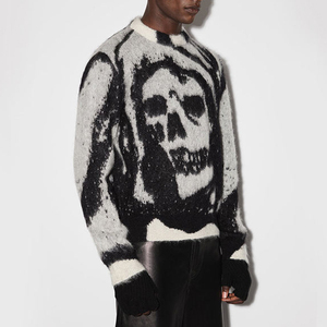 Suéter de Mohair Personalizado, Ropa de Moda para Hombre, Suéter de Punto Jacquard, Jersey de Cuello Redondo de Manga Larga para Invierno - Product Image 2