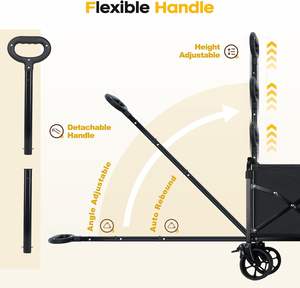 आउटडोर फोल्डेबल वैगन कार्ट भारी शुल्क कार्बन स्टील उपयोगिता वैगन कार्ट सभी-इलाके 360 स्विवेल ब्रेक पोर्टेबल हल्के - Product Image 4