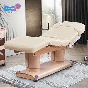 Chất lượng cao nhà sản xuất gỗ cơ sở điện vẻ đẹp giường Facial Spa massage giường