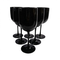 Verre à vin en plastique acrylique noir sans BPA de 480 ml, à long pied, design minimaliste pour les fêtes