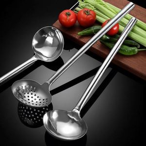Juego de utensilios de cocina de acero inoxidable para hotel y restaurante: espátula ranurada, espumadera, cuchara de sopa, colador y otros utensilios de cocina. - Product Image 4