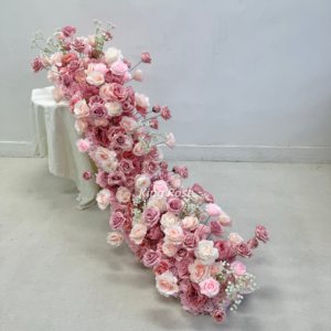 Rose en soie blanche décoration <span class=keywords><strong>chemin</strong></span> <span class=keywords><strong>de</strong></span> fleurs <span class=keywords><strong>Table</strong></span> rangée <span class=keywords><strong>de</strong></span> fleurs rangée <span class=keywords><strong>de</strong></span> fleurs artificielles pour la décoration <span class=keywords><strong>de</strong></span> désherbage - Product Image 5