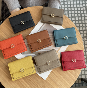 Portefeuille pour femme en cuir véritable, fin et élégant, avec protection RFID, porte-cartes de crédit, bouton de fermeture, design personnalisé - Product Image 3