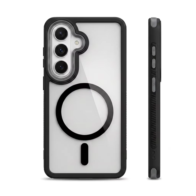 Defender 2 in 1 Wireless Charging Magnetic Back Clear Acrylic Phone Case for Samsung S26 Plus Ultra S23 S24 S25 Ultra