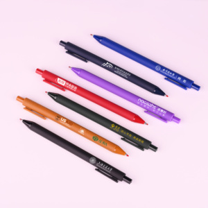 Pena Gel Klik Plastik Berlapis Karet Lembut Multiwarna dengan Logo Cetak, Ujung Halus 0.5mm, Penjualan Terlaris - Product Image 3