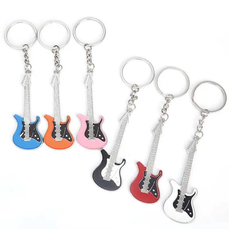 Atacado Criativo Instrumento Musical Pingente Evento Gift Bag Pingente Metal Lacquer Guitar Keychain