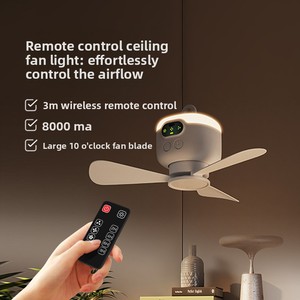 Nuevo <span class=keywords><strong>Diseño</strong></span> de <span class=keywords><strong>Ventilador</strong></span> de Techo Portátil Recargable para Camping con Luz LED, Tres Velocidades, 8000 mAh, Control Remoto y Temporizador - Product Image 2