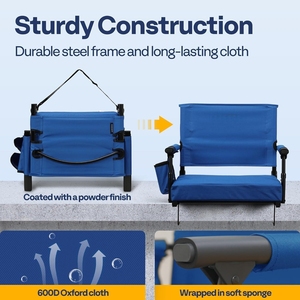 Chaises de stade pliables légères et personnalisables avec porte-gobelet et bandoulière, portables pour une utilisation sportive en plein air - Product Image 5