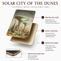 Cartes de collection en métal personnalisées, impression HD Solar City of the Dunes, en acier inoxydable, pour collectionneurs de TCG, cadeau de luxe
