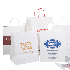 Đầy Màu sắc kraft giấy mua sắm và takeout túi với Xoắn xử lý và biểu tượng tùy chỉnh cho siêu thị sử dụng - Product Image 3