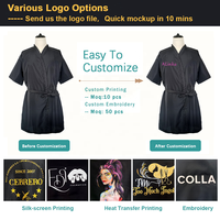 Robes de Salon de Coiffure et de Beauté Imperméables Personnalisables avec Logo pour Clients, Modèle Kimono, Cape, Tablier, Manches Courtes – Vente en Gros