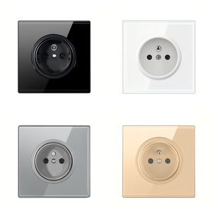Glass Bảng điều chỉnh tường ổ cắm FR PL 16A Retro tinh tế giấu France tiêu chuẩn ổ cắm điện cắm 110-250V đen/trắng/xám/vàng - Product Image 1