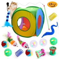 Juego de Juguetes Coloridos de Dibujos Animados para Gatos y Perros, Juguetes Interactivos Plegables de Poliéster para Ejercicio en Interiores y Alivio de la Ansiedad