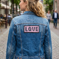 Patchs personnalisables en sequins réversibles avec le mot LOVE, lettres brodées à repasser, accessoires de vêtements DIY pour vestes, sacs et artisanat