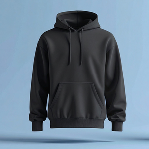 Sudadera con capucha negra de alta calidad, 100% algodón, forro polar cálido para invierno. - Product Image 4