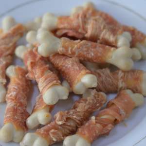 OEM 2025 diskon besar-besaran makanan ringan anjing 100G makanan hewan peliharaan tidak ditambahkan ayam bebek dibungkus tulang kalsium memutar untuk anjing mengunyah menenangkan hewan peliharaan - Product Image 4