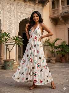 Robe longue bohème dos nu pour femme – Robe longue fluide en rayonne lurex pour les vacances à la plage, style bohème hippie - Product Image 5
