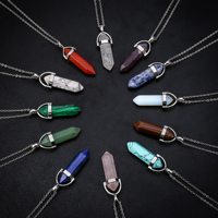 Grossiste Colliers Pendentifs Hexagonaux en Cristal de Chakra, Pierre Précieuse de Guérison, Chaîne pour Femmes