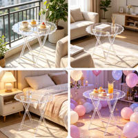 Tragbarer Balkon-Freizeittisch Maßgefertigter Acryl-Kaffeetisch Klappbarer Esstisch für Wohnzimmer und Camping-Möbel