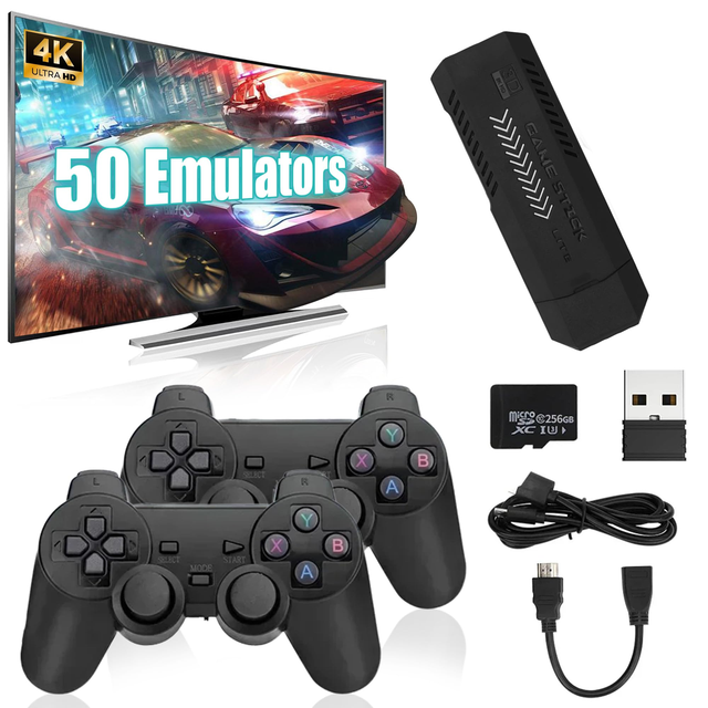 Game Stick 4K HD Dual TV System Retro Video Gaming Console Portable Game TV Stick 64GB 30000 Juegos Retro for PSP