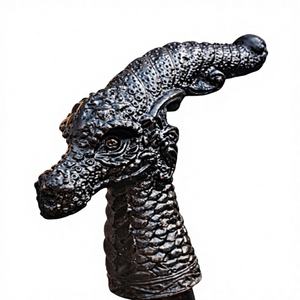 Bastón de Paseo con Mango de Cabeza de Dragón Vintage, Bastón Negro de Metal Pulido, Bodas, Aniversarios, Navidad, Regalos Antiguos, Calvin - Product Image 1