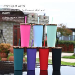 Bouteille d'eau créative, sans BPA, de qualité alimentaire, pour étudiante, grande capacité, résistante à la chaleur, double paroi, avec paille en plastique - Product Image 4