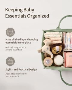 Baby Diaper <b>Caddy</b> Organizer Portable Nursery Storage Basket for Newborn Essentials Changing <b>Table</b> & Car <b>Caddy</b> Organizer - Product Image 6