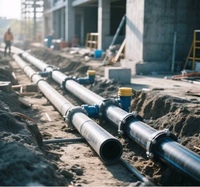 Tuyau de drainage PE100 à rayures bleues PN16 400 mm 32 pouces, tuyau en plastique enterré, tuyau d'irrigation HDPE 110 mm 6 pouces 4 pouces