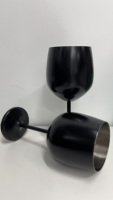 Verres à vin vintage en acier inoxydable noir en forme de cloche - Gobelets de fête durables de 540 ml pour mariage et événements