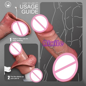 Penis-Hülle, Cock <span class=keywords><strong>Sleeve</strong></span>, Männliches Sexspielzeug, Realistischer Penisverlängerer, Wiederverwendbare Penis-Hülle, Penisvergrößerer, Erwachsenen-Spielzeug - Product Image 4