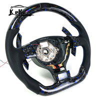 Volant en Fibre de Carbone Forgée Bleu LED avec Palettes de Changement de Vitesse pour Volkswagen Golf 5 Jetta Mk5 GTI Golf R