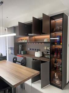 Meuble buffet en bois personnalisable pour salle à manger, armoires de présentation, ensembles d'armoires de salle à manger modernes - Product Image 3