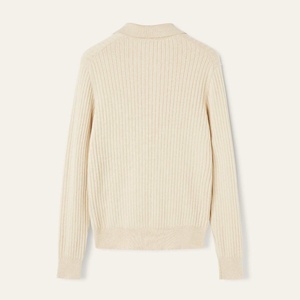 เสื้อสเวตเตอร์คอปกถักลายโลโก้แบบกำหนดเองสำหรับผู้ชาย เสื้อถักคุณภาพสูงจากผ้าฝ้าย เสื้อสเวตเตอร์แขนยาวแบบสวมหัว - Product Image 5